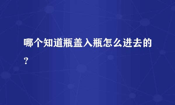 哪个知道瓶盖入瓶怎么进去的？