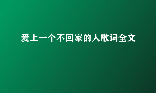 爱上一个不回家的人歌词全文