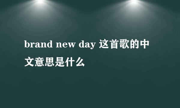 brand new day 这首歌的中文意思是什么