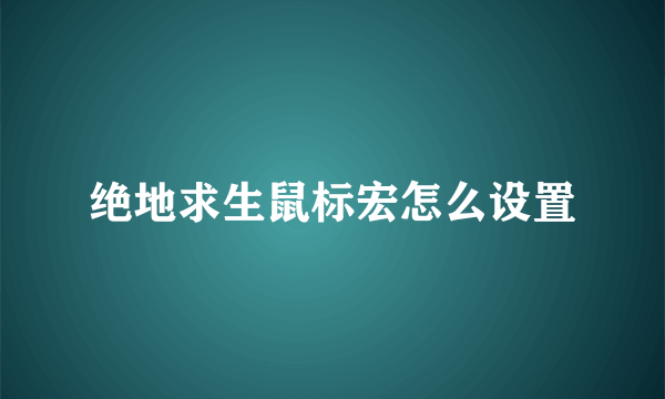 绝地求生鼠标宏怎么设置