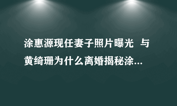 涂惠源现任妻子照片曝光  与黄绮珊为什么离婚揭秘涂惠源近况 - 飞外网