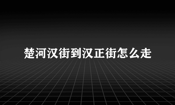 楚河汉街到汉正街怎么走