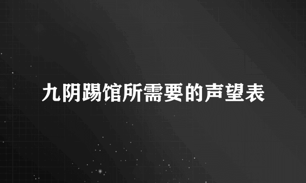 九阴踢馆所需要的声望表