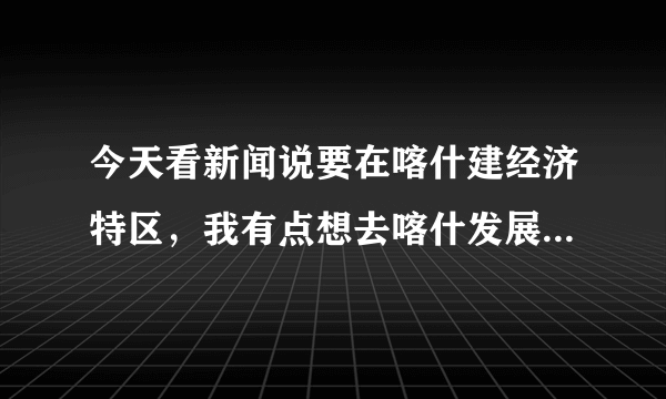 今天看新闻说要在喀什建经济特区，我有点想去喀什发展，可行吗？