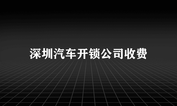 深圳汽车开锁公司收费