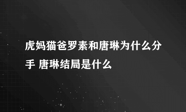 虎妈猫爸罗素和唐琳为什么分手 唐琳结局是什么