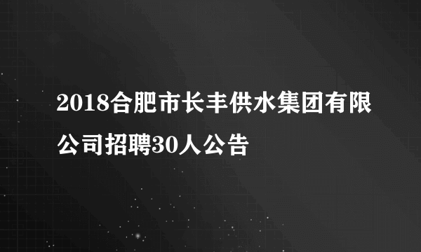 2018合肥市长丰供水集团有限公司招聘30人公告