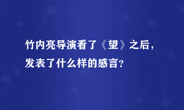 竹内亮导演看了《望》之后，发表了什么样的感言？