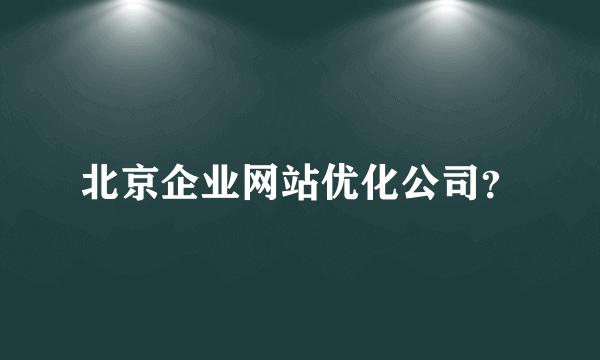 北京企业网站优化公司？