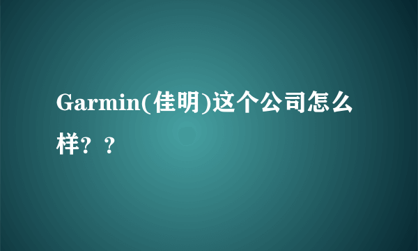 Garmin(佳明)这个公司怎么样？？