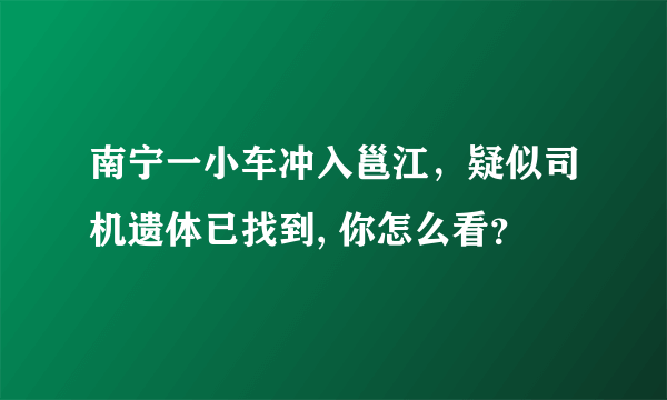 南宁一小车冲入邕江，疑似司机遗体已找到, 你怎么看？