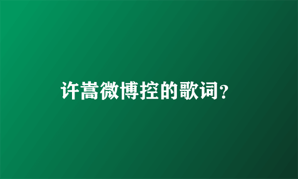 许嵩微博控的歌词？