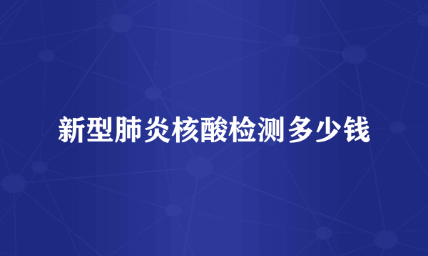 新型肺炎核酸检测多少钱