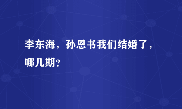 李东海，孙恩书我们结婚了，哪几期？