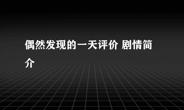 偶然发现的一天评价 剧情简介