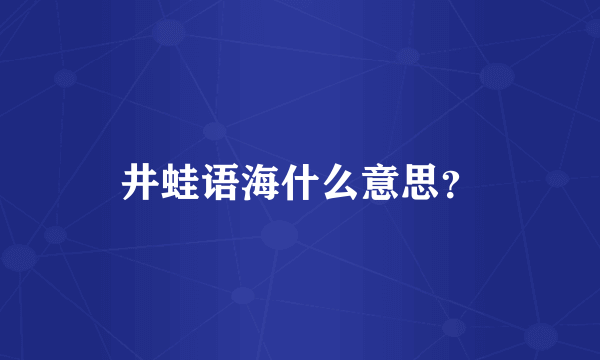 井蛙语海什么意思？