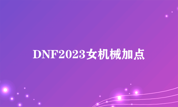 DNF2023女机械加点