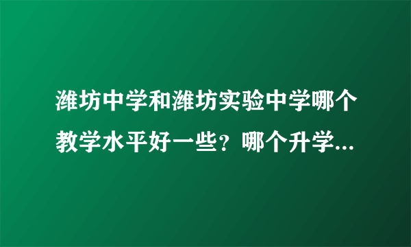 潍坊中学和潍坊实验中学哪个教学水平好一些？哪个升学率更高一点？