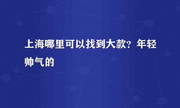 上海哪里可以找到大款？年轻帅气的