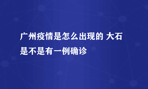 广州疫情是怎么出现的 大石是不是有一例确诊