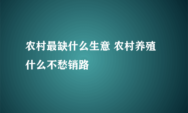 农村最缺什么生意 农村养殖什么不愁销路