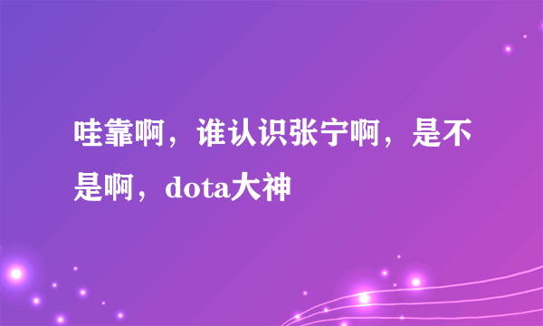 哇靠啊，谁认识张宁啊，是不是啊，dota大神