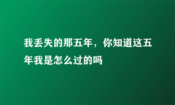 我丢失的那五年，你知道这五年我是怎么过的吗