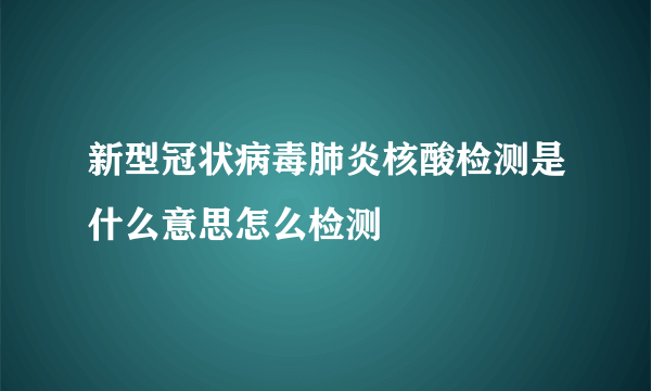 新型冠状病毒肺炎核酸检测是什么意思怎么检测