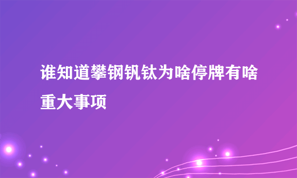 谁知道攀钢钒钛为啥停牌有啥重大事项