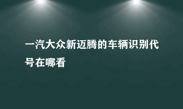 一汽大众新迈腾的车辆识别代号在哪看