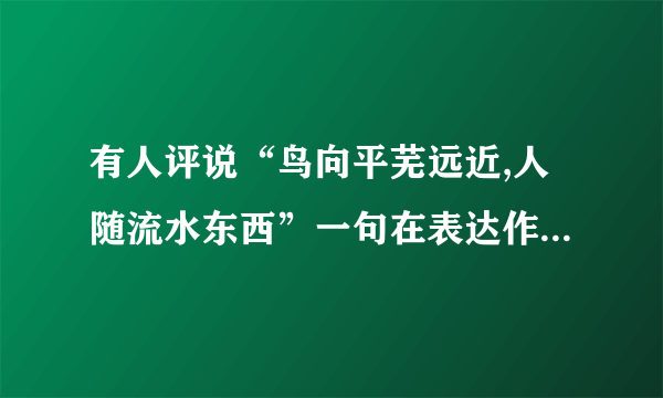 有人评说“鸟向平芜远近,人随流水东西”一句在表达作者内心的酸楚与悲愤之情时,深切而又含蓄,也有人说此句抒情简洁直白,你同意哪种说法呢请简要说明理由。(6分)