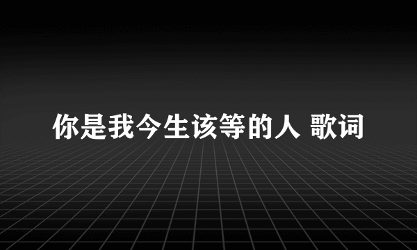 你是我今生该等的人 歌词