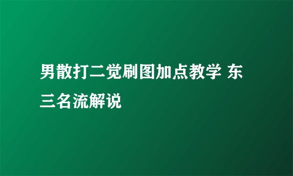 男散打二觉刷图加点教学 东三名流解说