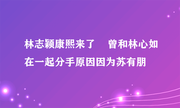 林志颖康熙来了    曾和林心如在一起分手原因因为苏有朋