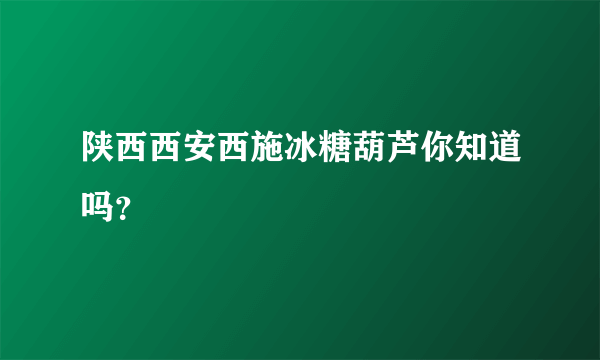 陕西西安西施冰糖葫芦你知道吗？