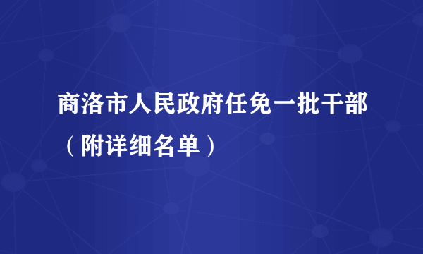 商洛市人民政府任免一批干部（附详细名单）