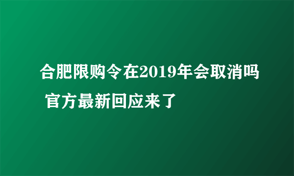 合肥限购令在2019年会取消吗 官方最新回应来了