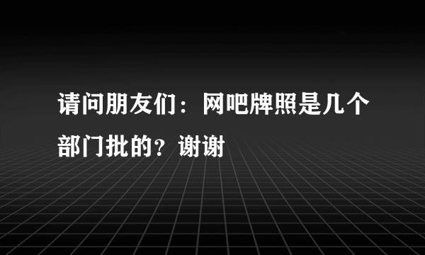 请问朋友们：网吧牌照是几个部门批的？谢谢