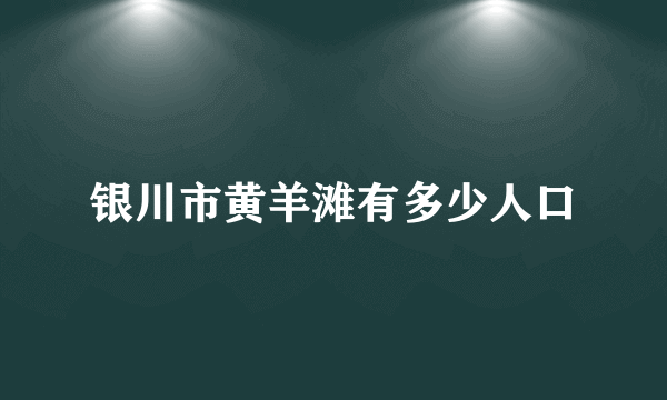 银川市黄羊滩有多少人口