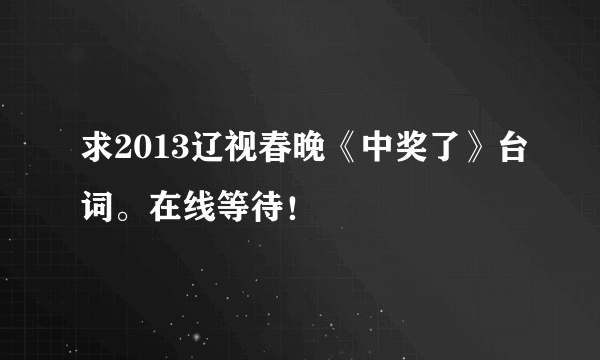 求2013辽视春晚《中奖了》台词。在线等待！