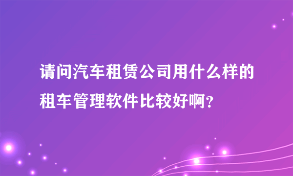 请问汽车租赁公司用什么样的租车管理软件比较好啊？