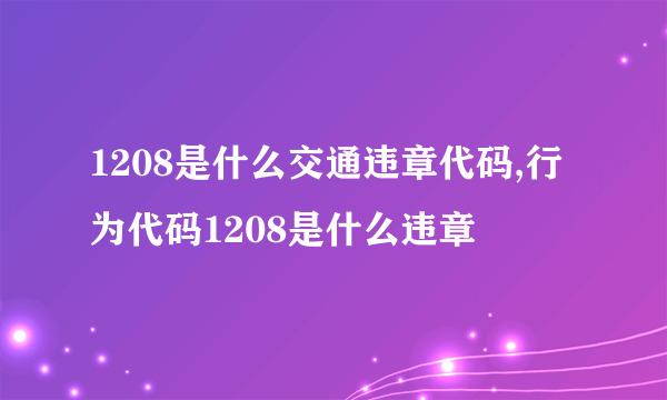 1208是什么交通违章代码,行为代码1208是什么违章