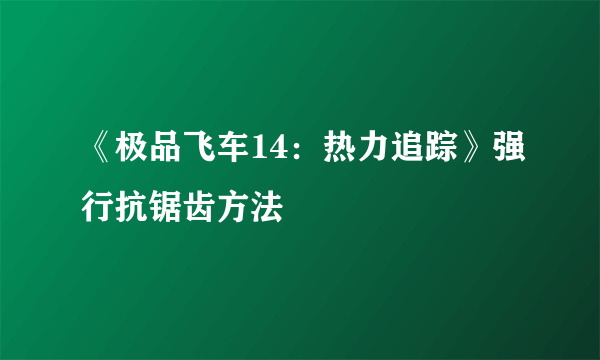 《极品飞车14：热力追踪》强行抗锯齿方法