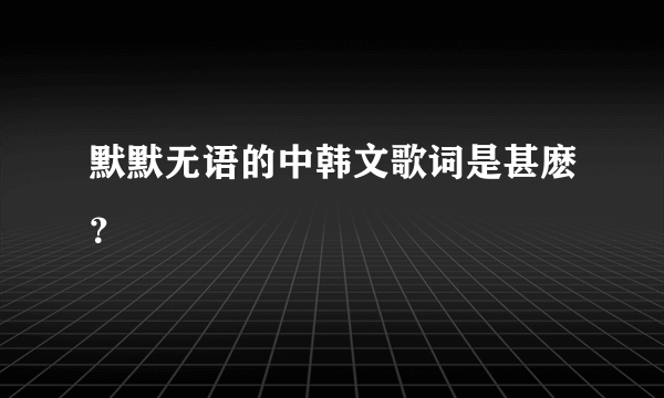 默默无语的中韩文歌词是甚麽？