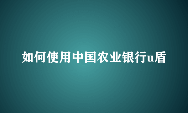 如何使用中国农业银行u盾