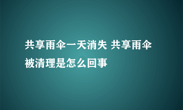 共享雨伞一天消失 共享雨伞被清理是怎么回事