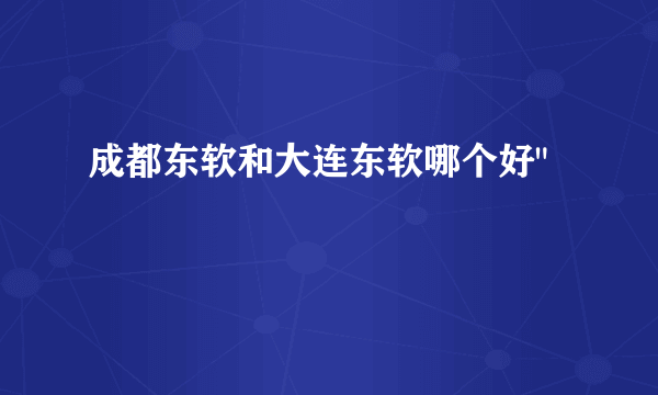 成都东软和大连东软哪个好