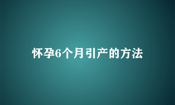 怀孕6个月引产的方法