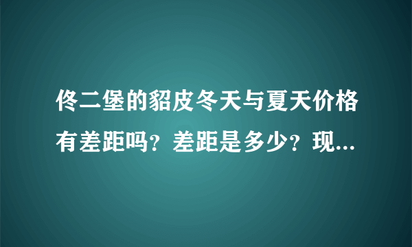 佟二堡的貂皮冬天与夏天价格有差距吗？差距是多少？现在那里的貂皮价位大概在哪个范围。