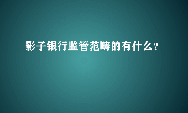 影子银行监管范畴的有什么？